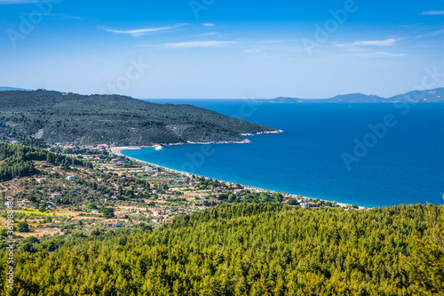 Beautiful panoramic view on Psaropouli; beach, Evia island. Greece.