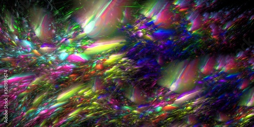 Multicolored shining stars and rays, abstract background for design and decoration.