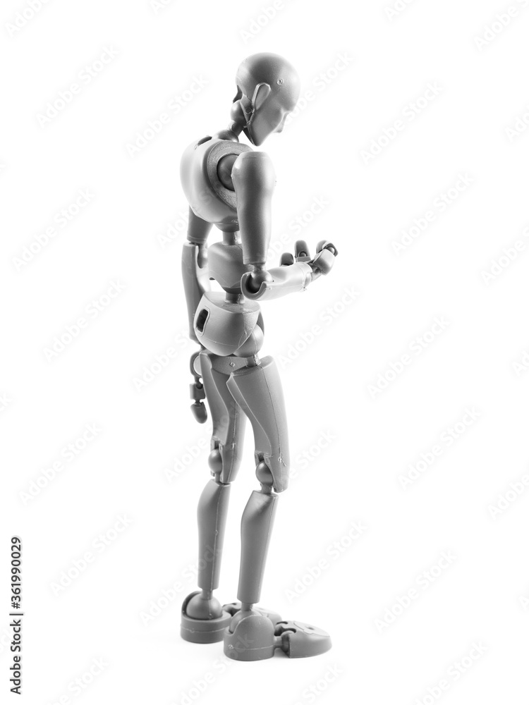 Puppet: Person looking at mobile phone - rear/side view - right Puppet: Person looking at mobile phone - rear/side view - right