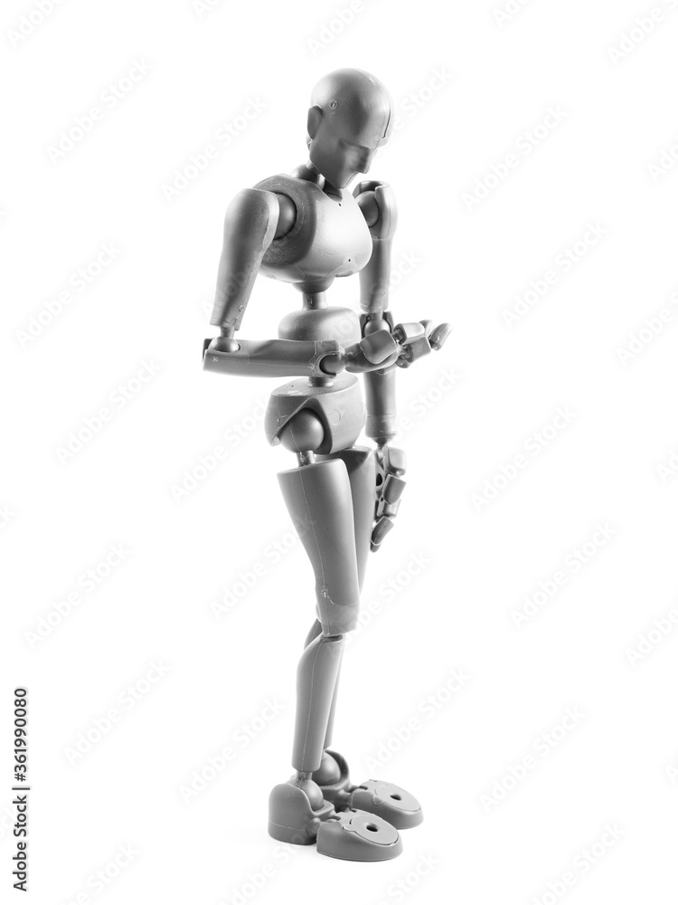 Puppet: Person looking at mobile phone - 45º view Puppet: Person looking at mobile phone - 45º view