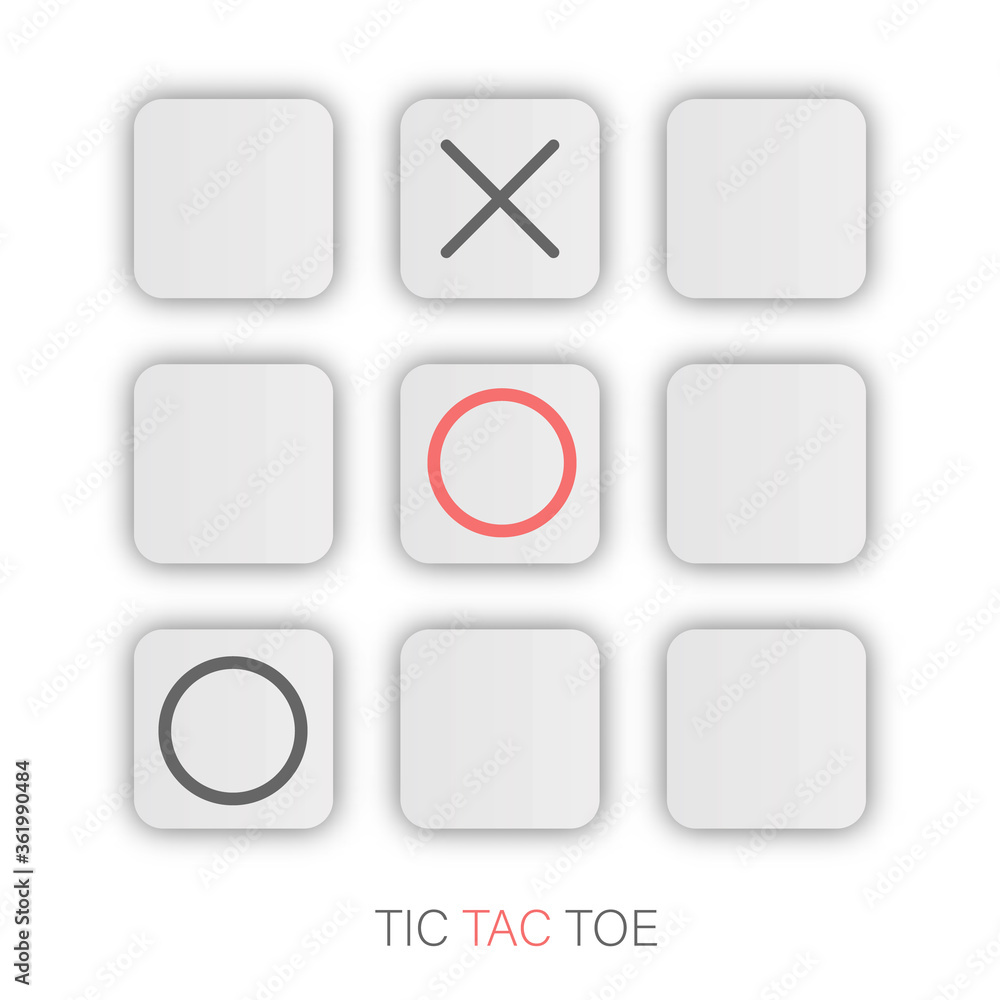 Tic tac toe XO icon on White Pads with shadow. Noughts and crosses board game icon isolated. Tic tac toe XO icon on White Pads with shadow. Noughts and crosses board game icon isolated.