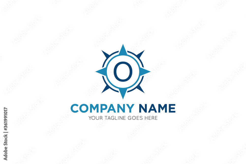 Naklejka premium Initial letter o compass, travel logo and icon vector illustration