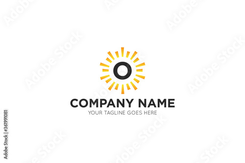 Initial letter o sun, solar logo and icon vector illustration