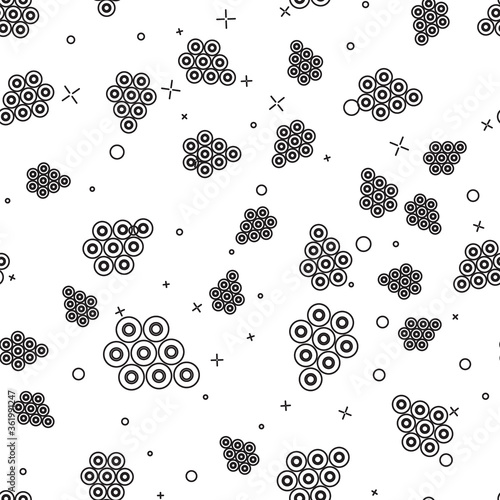 Black line Caviar icon isolated seamless pattern on white background. Vector..