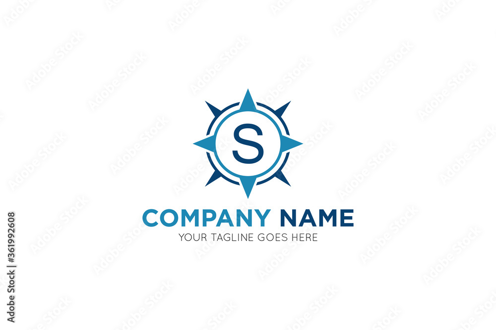 Initial letter s compass, travel logo and icon vector illustration