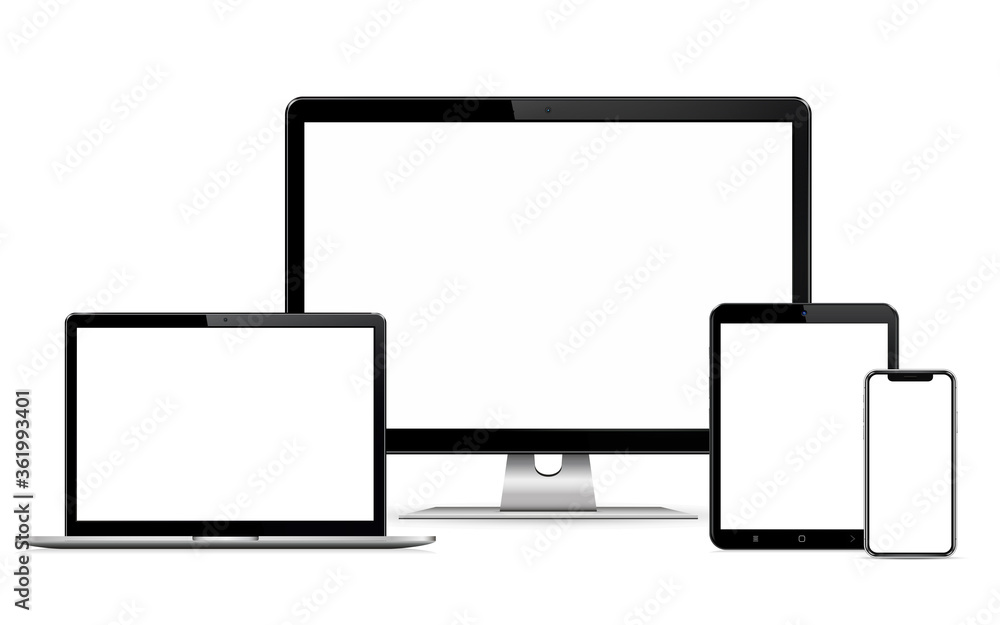 Responsive web design computer display with laptop and tablet pc with mobile phone Responsive web design computer display with laptop and tablet pc with mobile phone