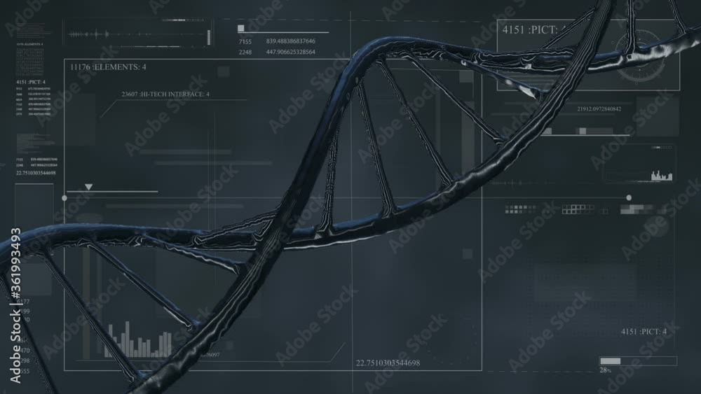 HUD infographic elements with virus and DNA structure. Futuristic user ...