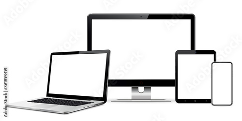 Computer screen, laptop, tablet, and smart phone