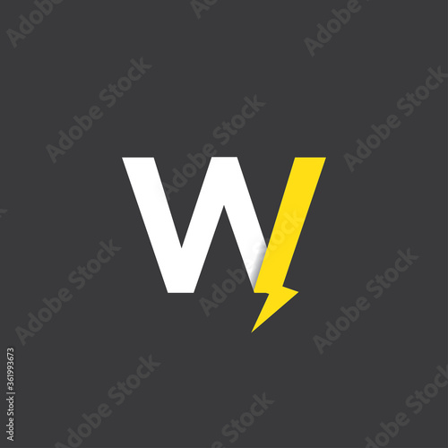 Initial letter w electric, thunder, power logo and icon vector illustration	