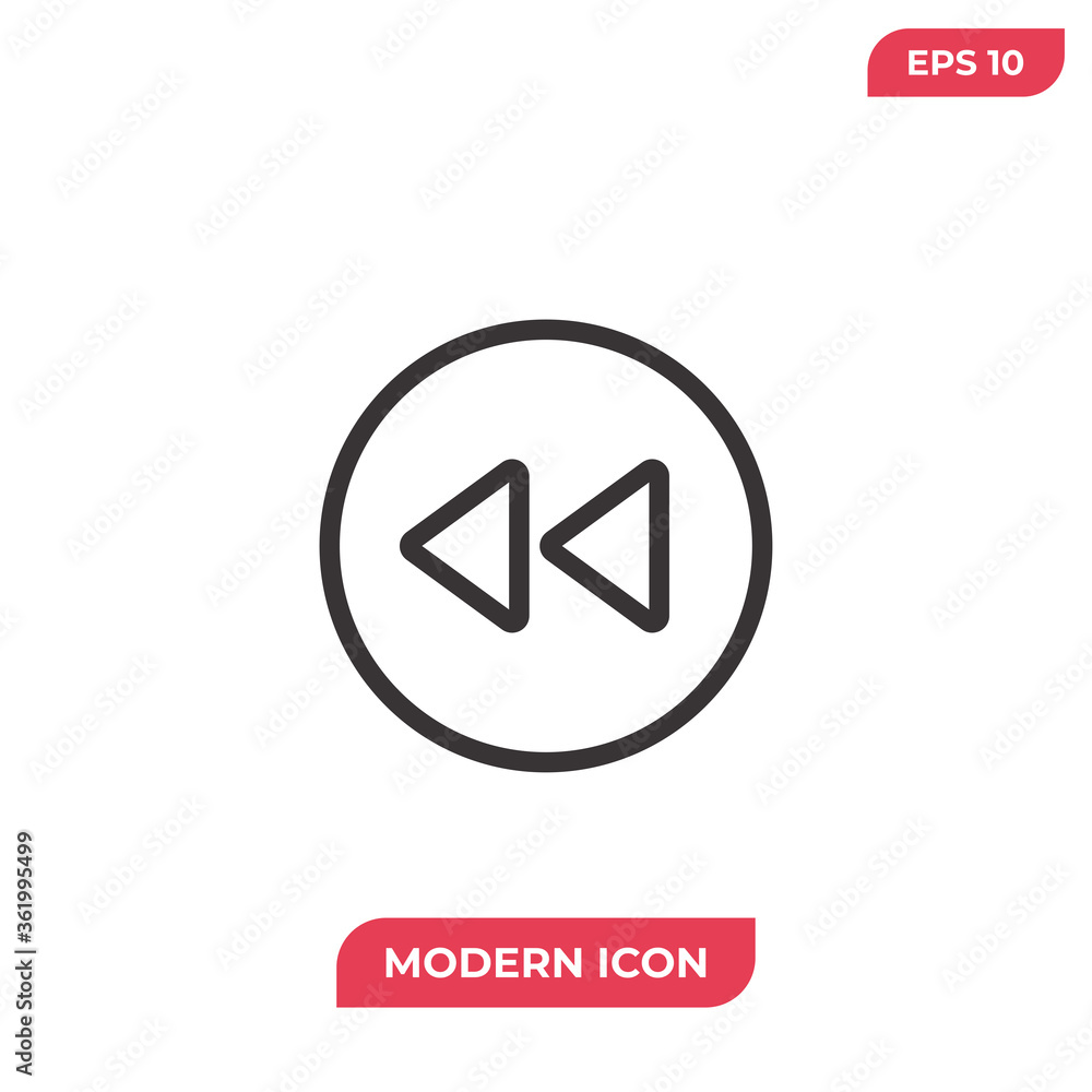 Rewind icon vector. Fast sign Rewind icon vector. Fast sign