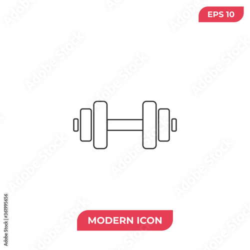 Dumbbell icon vector. Barbell sign