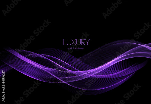 Abstract shiny color purple gold wave design element