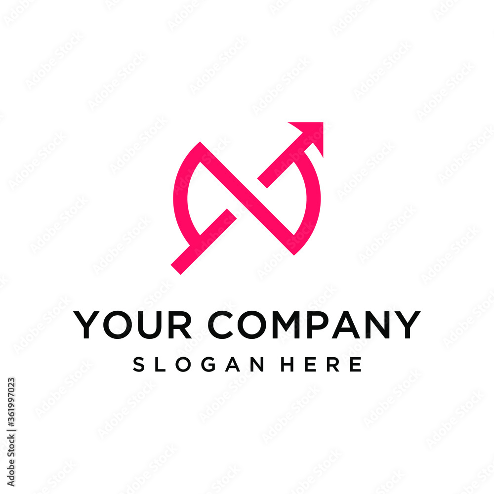 Infinity letter N with arrow logo design Infinity letter N with arrow logo design
