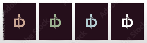 Fotografia, Obraz Tactical Knife On Letter Logo Design D