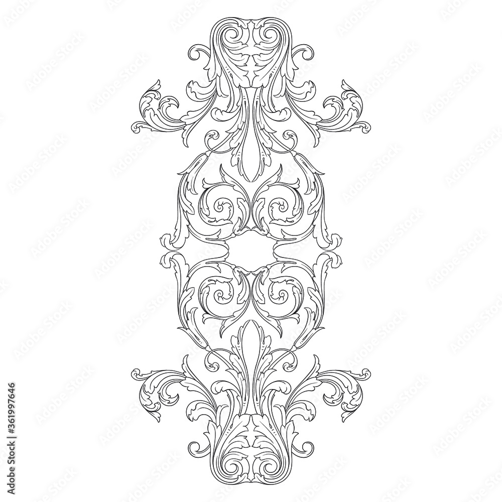 Classical baroque vector of vintage element for design. Decorative design element filigree calligraphy vector. You can use for wedding decoration of greeting card and laser cutting.
