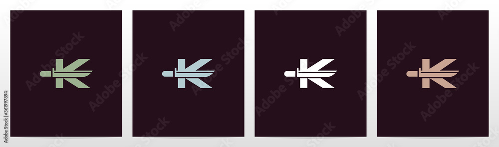 Tactical Knife On Letter Logo Design K Tactical Knife On Letter Logo Design K