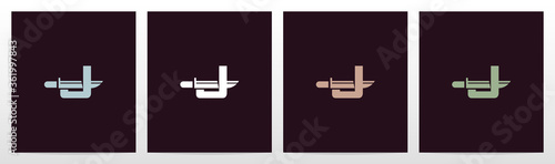 Tactical Knife On Letter Logo Design J