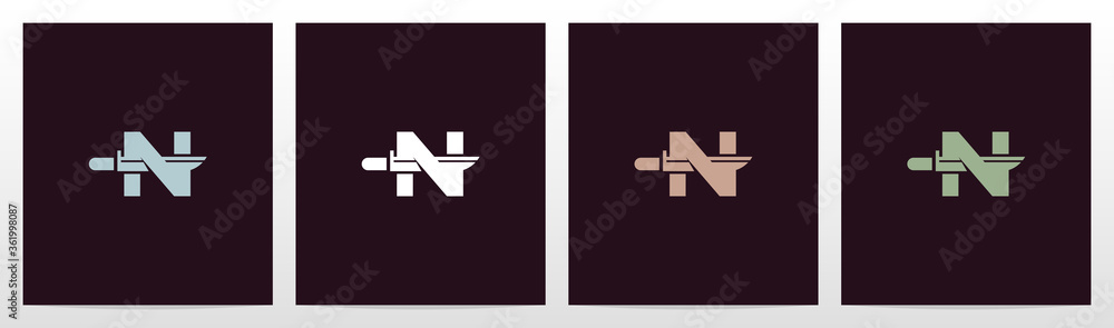 Obraz premium Tactical Knife On Letter Logo Design N