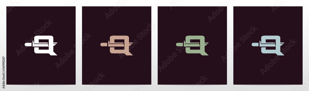 Tactical Knife On Letter Logo Design Q Tactical Knife On Letter Logo Design Q