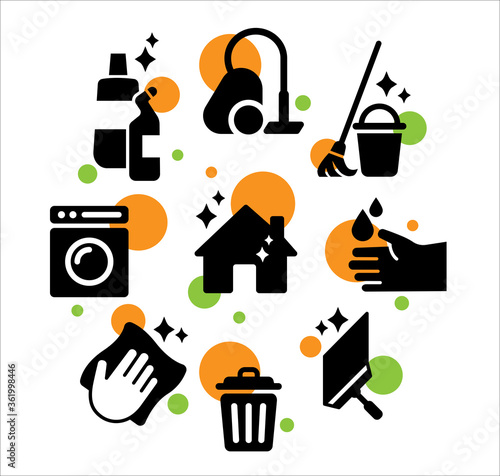 Cleaning icon set