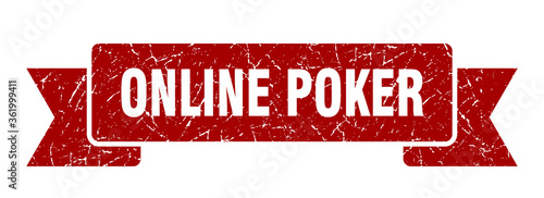 online poker ribbon. online poker grunge band sign. online poker banner