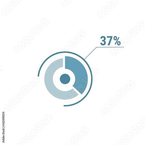 Thirty seven percent chart, 37 percentage diagram, vector circle chart design