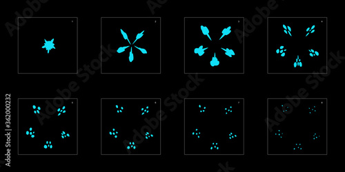 Shine water effect. Water explosion animation effect. Animation sprite sheet for games, cartoon or animation. vector style animation effect 1398.