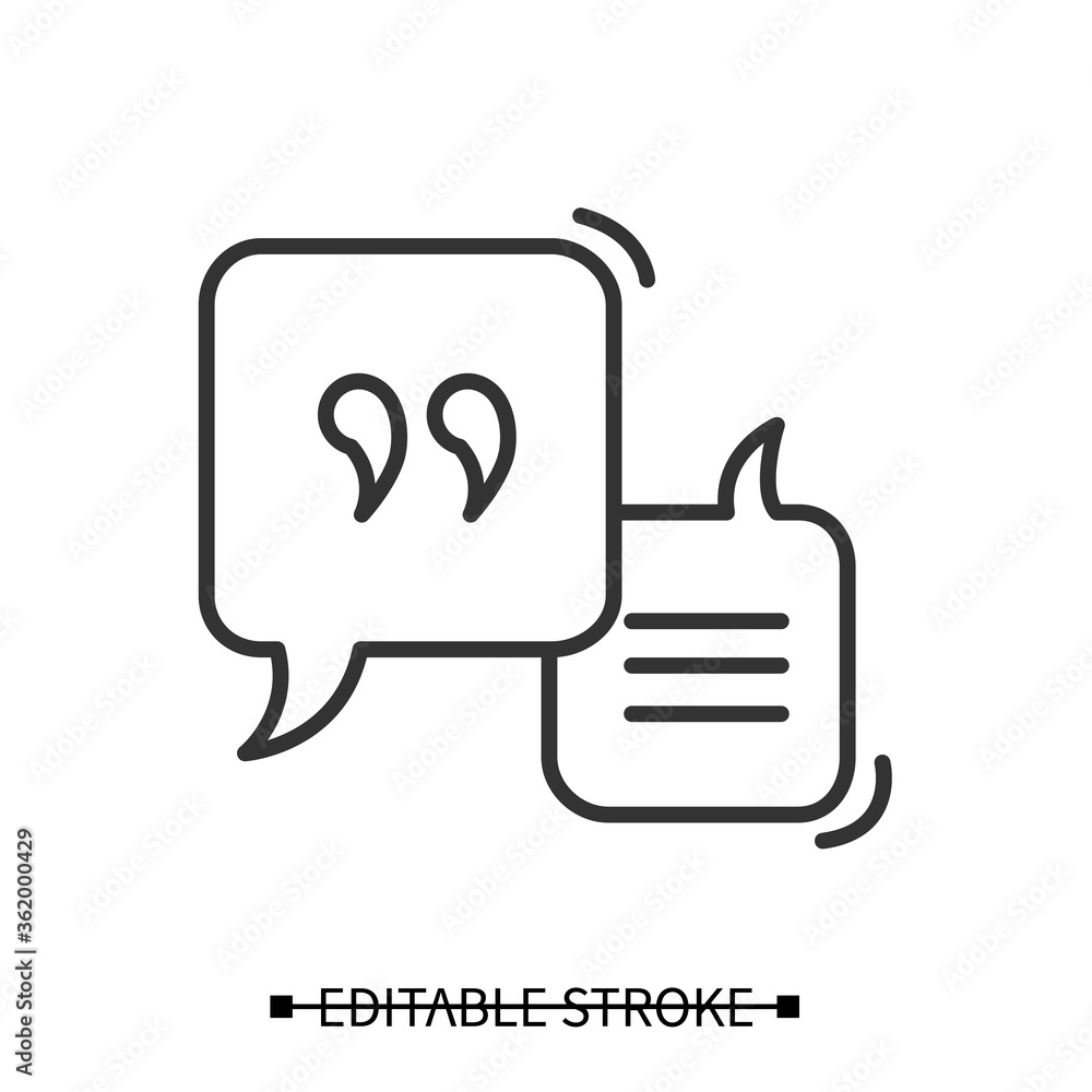 Dialog Square Icon Linear Speak Bubble Pictograms With Citation And Text Lines Internet Communication And Discussion Concept Editable Stroke Vector Illustration For Ui Web And Graphic Design Stock Vector Adobe Stock Dialog Square Icon Linear Speak Bubble Pictograms With Citation And Text Lines Internet Communication And Discussion Concept Editable Stroke Vector Illustration For Ui Web And Graphic Design Stock Vector Adobe Stock