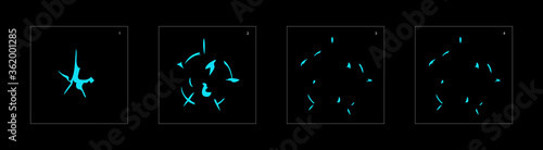 Shine water effect. Water explosion animation effect. Animation sprite sheet for games, cartoon or animation. vector style animation effect 1404.