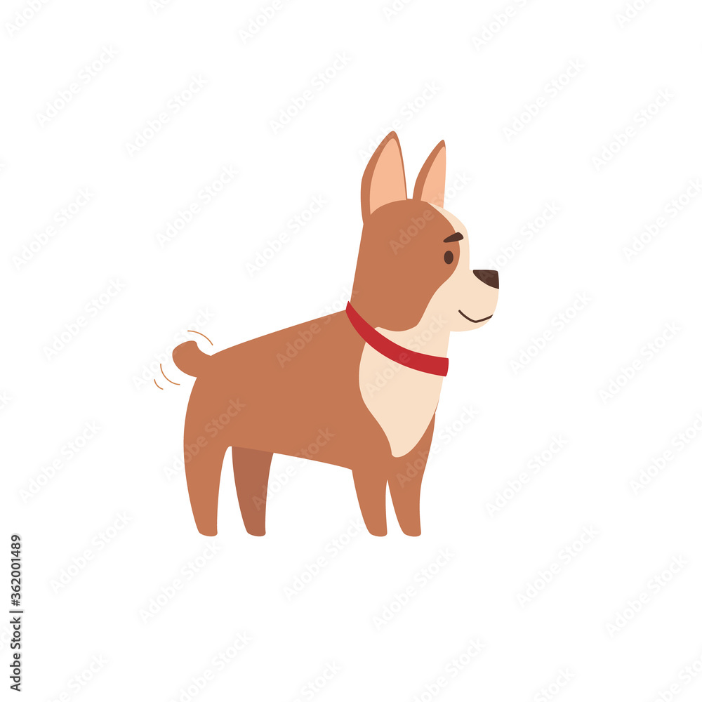 .French bulldog in profile. Funny little dog. Flat style, cartoon character of brown color, isolated. Vector illustration of a puppy. .French bulldog in profile. Funny little dog. Flat style, cartoon character of brown color, isolated. Vector illustration of a puppy.