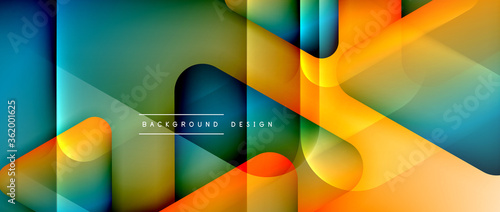 Triangle shapes geometric abstract background. 3D shadow effects and fluid gradients. Modern overlapping forms wallpaper for your text message