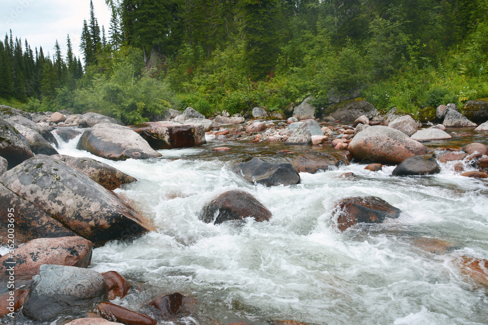 mountain river in the mountains of Siberia mountain river in the mountains of Siberia