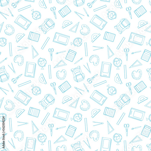 Back to school seamless pattern. Hand drawn school background.