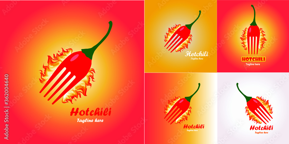Red hot chili pepper logo design. Fire chili for restaurant and food
