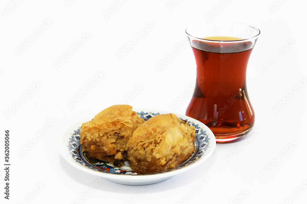 traditional Eastern Turkish sweet baklava on a decorative plate traditional Eastern Turkish sweet baklava on a decorative plate
