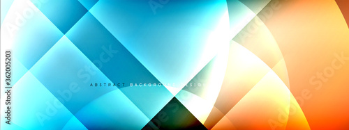 Vector abstract background - circle and cross on fluid gradient with shadows and light effects. Techno or business shiny design templates for text