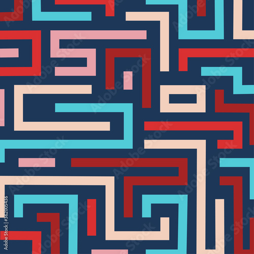 Colorful retro maze background
