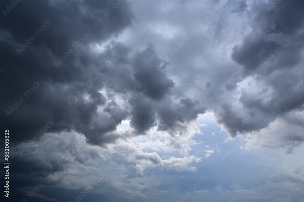 dark storm clouds on sky at evening background