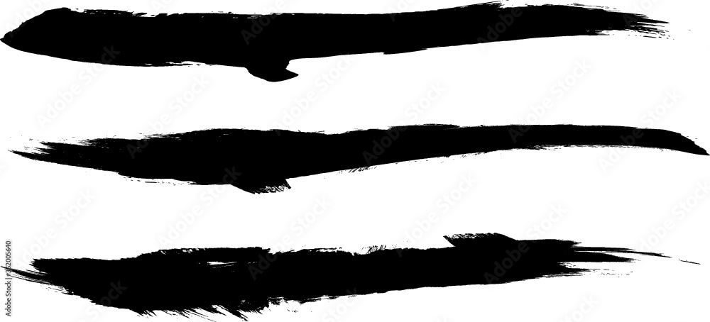 Grunge Paint stripe . Vector brush Stroke . Distressed banner . Black isolated paintbrush collection . Modern Textured shape . Dry border in Black . Grunge Paint stripe . Vector brush Stroke . Distressed banner . Black isolated paintbrush collection . Modern Textured shape . Dry border in Black .