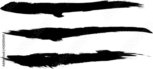 Grunge Paint stripe . Vector brush Stroke . Distressed banner . Black isolated paintbrush collection . Modern Textured shape . Dry border in Black . 