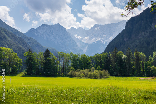 Kamnik-Savinja Alps at Plansar Lake in Jezersko, Slovenia