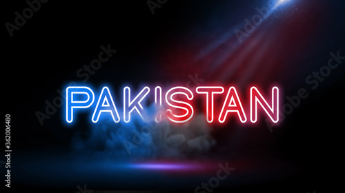 Pakistan, officially the Islamic Republic of Pakistan, is a country in South Asia. Studio Room wall with Neon Light.