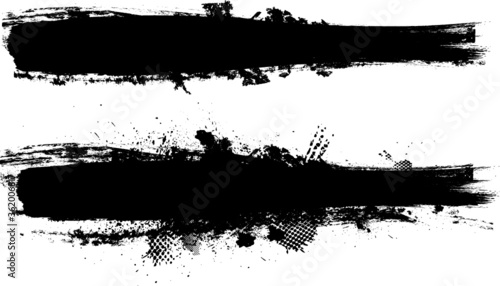 Wallpaper Mural Grunge Paint stripe . Vector brush Stroke . Distressed banner . Black isolated paintbrush collection . Modern Textured shape . Dry border in Black .  Torontodigital.ca
