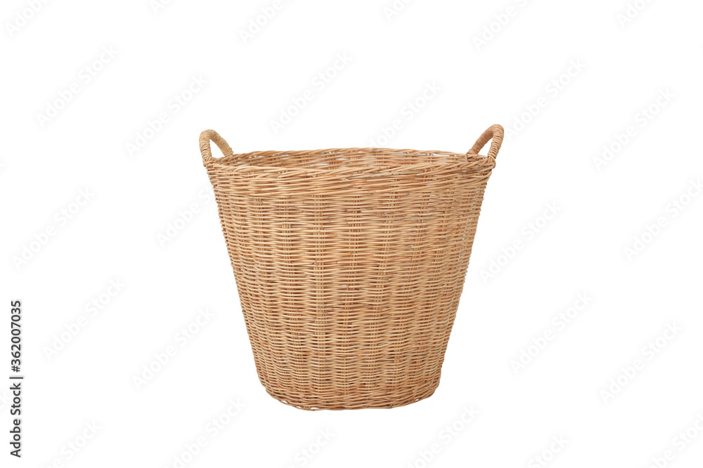 rattan wicker basket isolated on white background