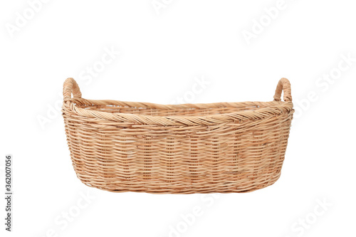 Fotografie, Obraz rattan wicker basket isolated on white background, Picnic basket