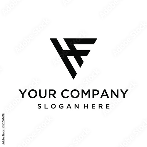 Abstract modern letter HF logo design