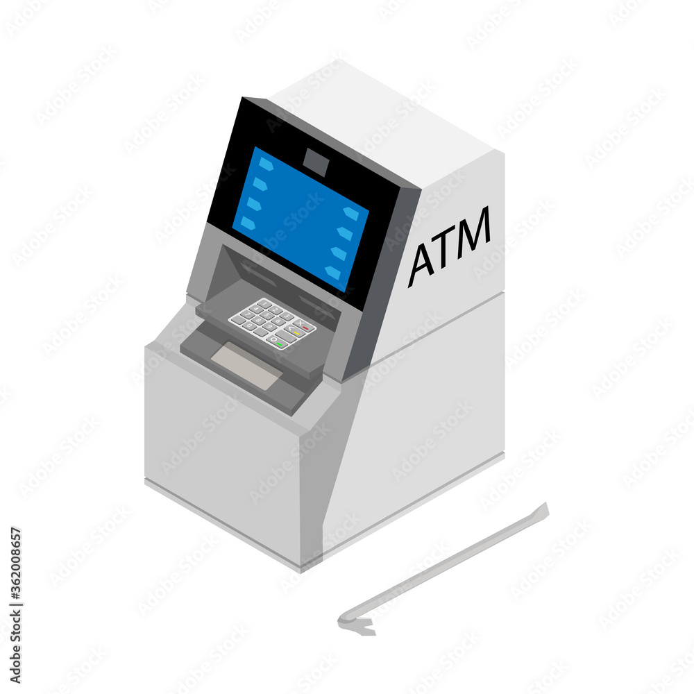 Theft concept - thief stealing money from ATM crime scene. Vector Theft concept - thief stealing money from ATM crime scene. Vector