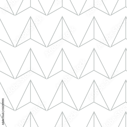 Abstract geometric pattern with lines, triangles seamless vector background. White and silver texture