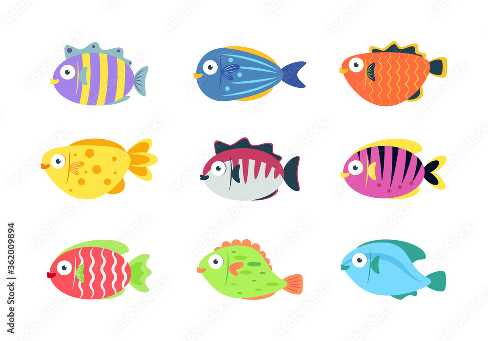 Set of cute fish cartoon - Vector illustration Set of cute fish cartoon - Vector illustration