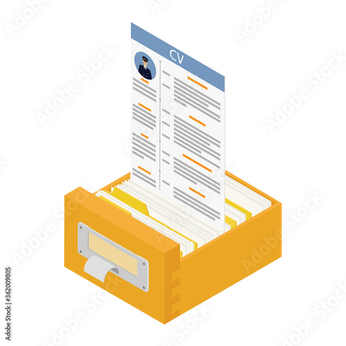 Office files in a filing cabinet drawer, business administration and data storage concept. Hiring recruitment concept